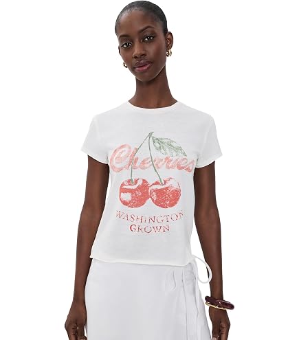 ANINE BING Women's Lili Tee Retro Eagle, Washed Black, XS at